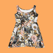 Women's Skater Dress (AOP) Black Pink White Floral