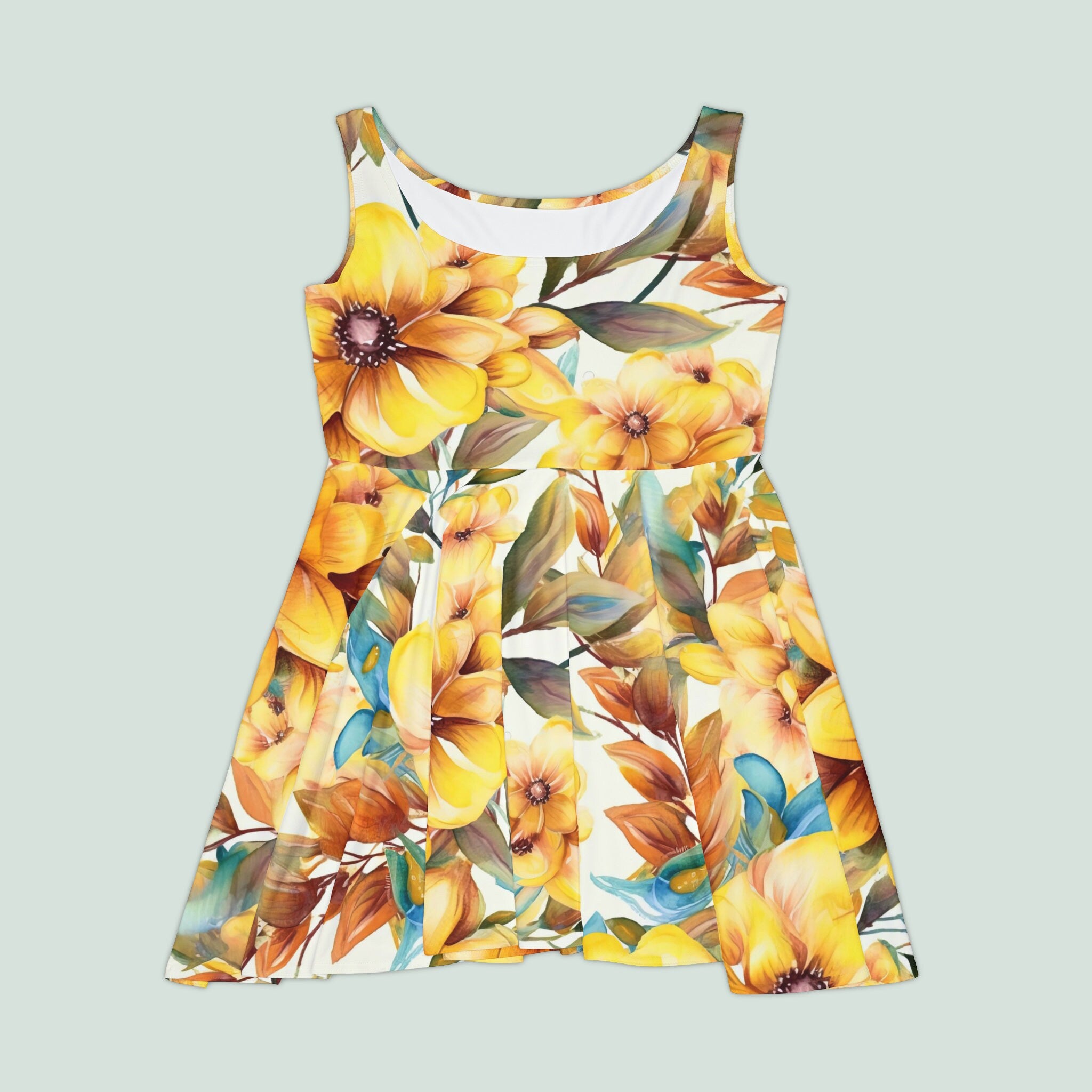 Women's Skater Dress (AOP) Yellow Floral