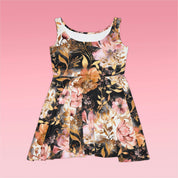 Women's Skater Dress (AOP) Yellow Pink Orange Black Floral