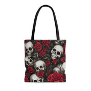 Eye-catching Red Floral Skull Design Tote Bag