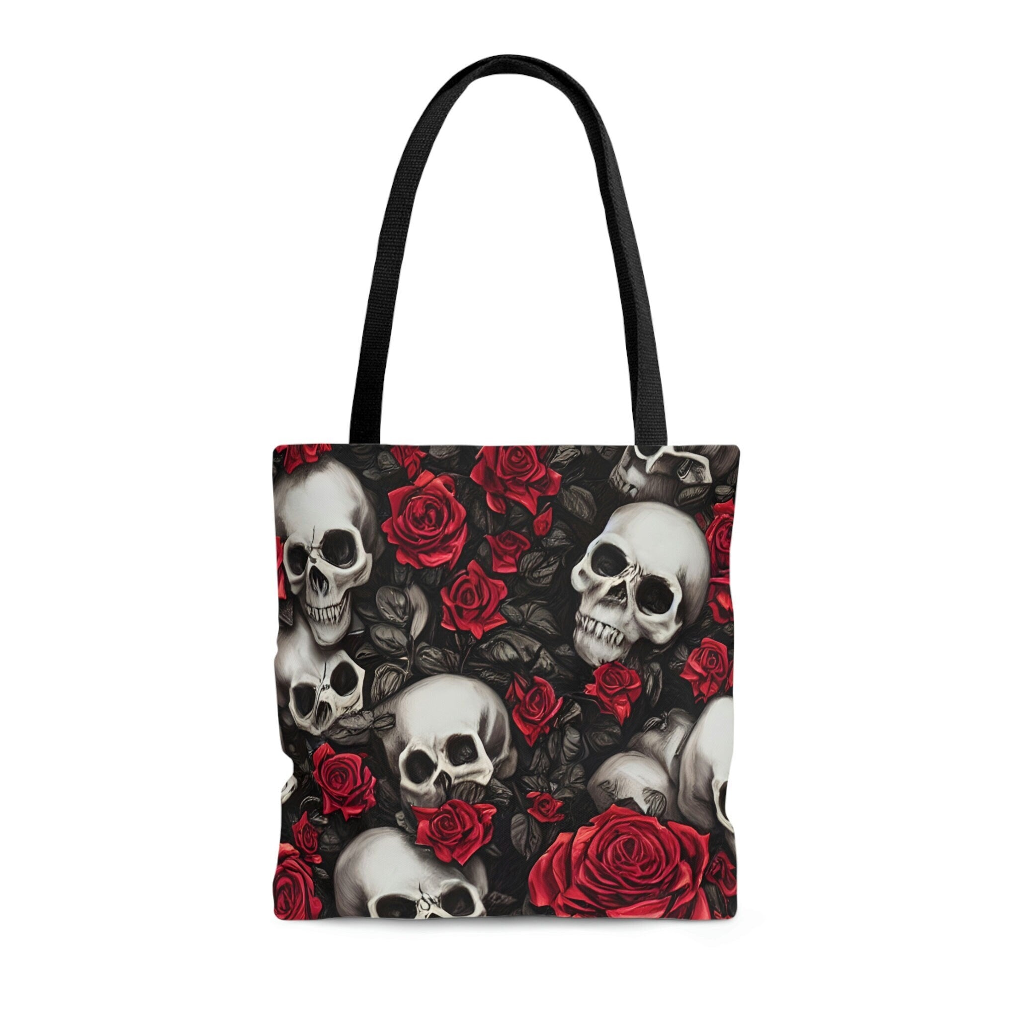 Eye-catching Red Floral Skull Design Tote Bag