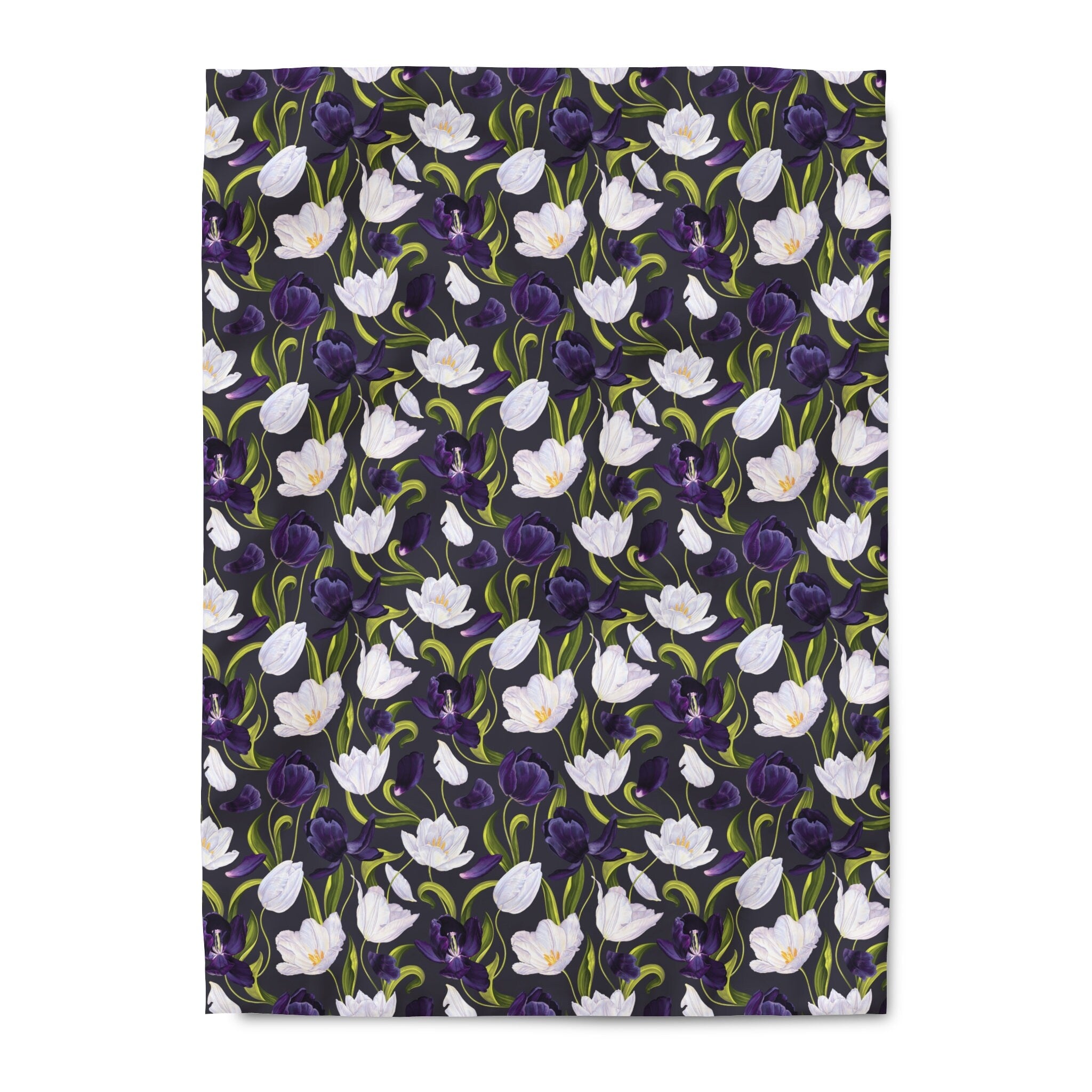 Purple White Black Floral Duvet Cover Polyester Microfiber