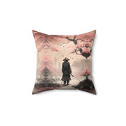 Spun Polyester Square Pillow 14" x 14" Japanese Art Scene