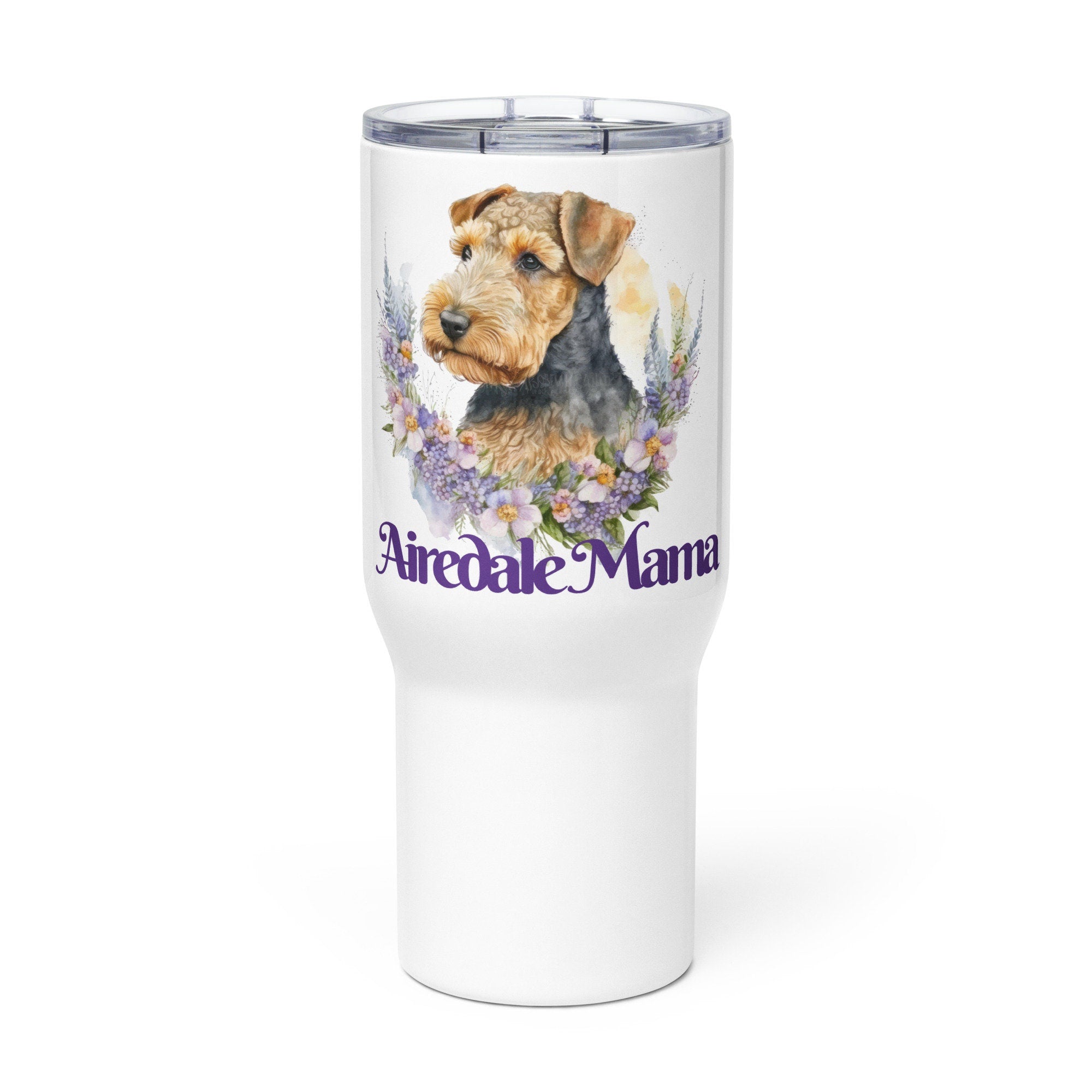 Travel mug with a handle Airedale Mama