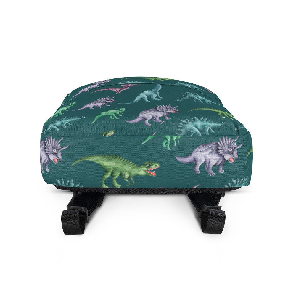 School Backpack with Cool Green Dinosaur Design