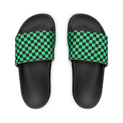 Men's Iconic Green Black Checkerboard PU Slide Sandals