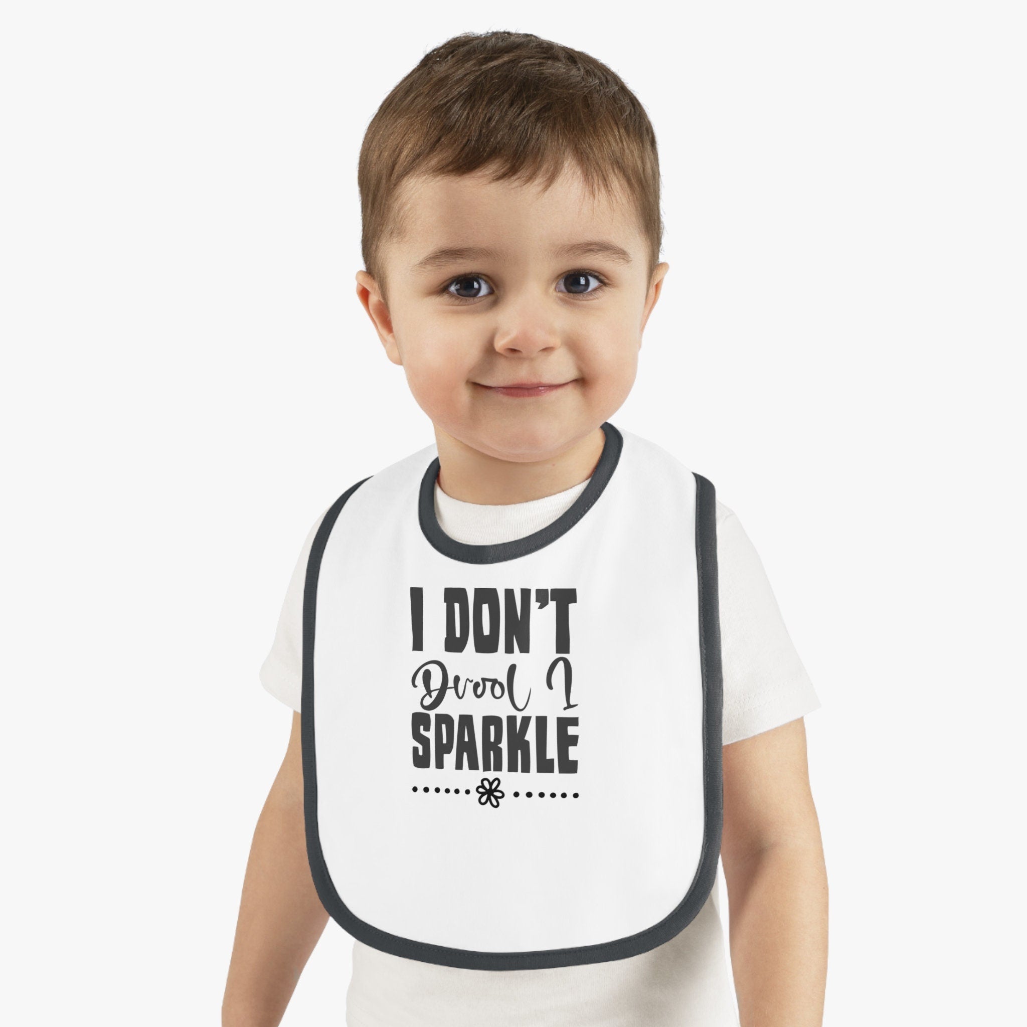 Funny I Don't Drool I Sparkle Baby Contrast Trim Jersey Bib