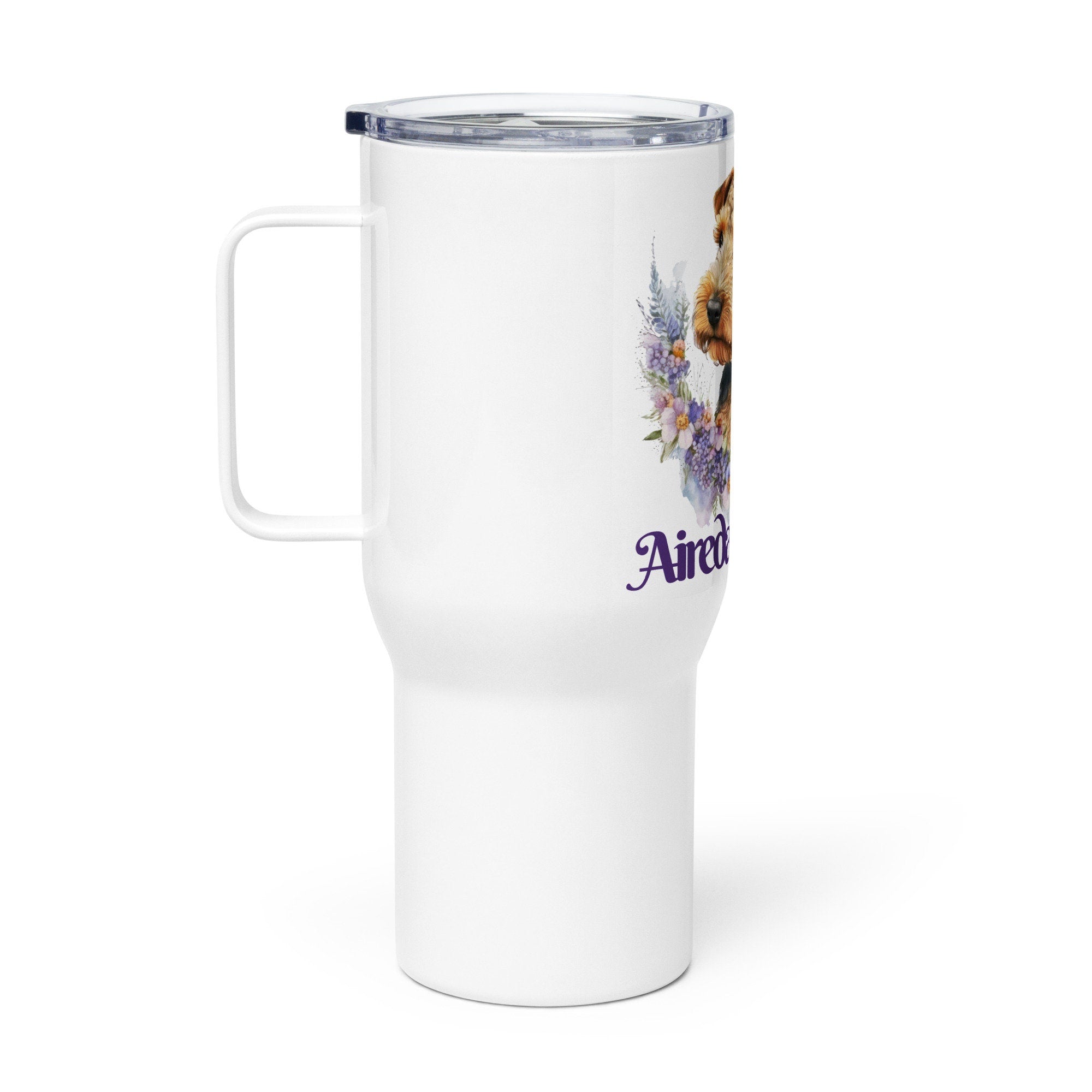 Travel mug with a handle Airedale Mama