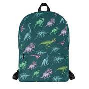 School Backpack with Cool Green Dinosaur Design