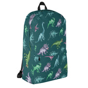 School Backpack with Cool Green Dinosaur Design