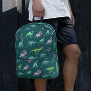School Backpack with Cool Green Dinosaur Design