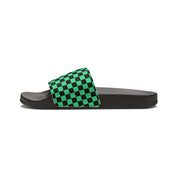 Men's Iconic Green Black Checkerboard PU Slide Sandals