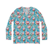 Beautiful Floral Women's Long Sleeve V-neck Shirt (AOP)