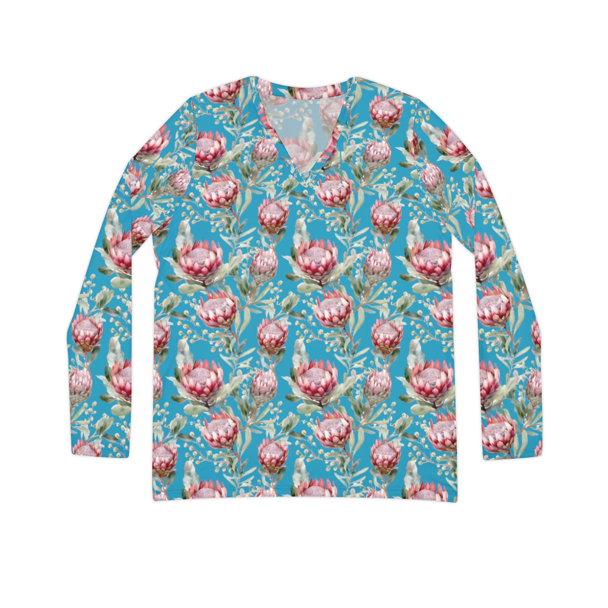 Beautiful Floral Women's Long Sleeve V-neck Shirt (AOP)
