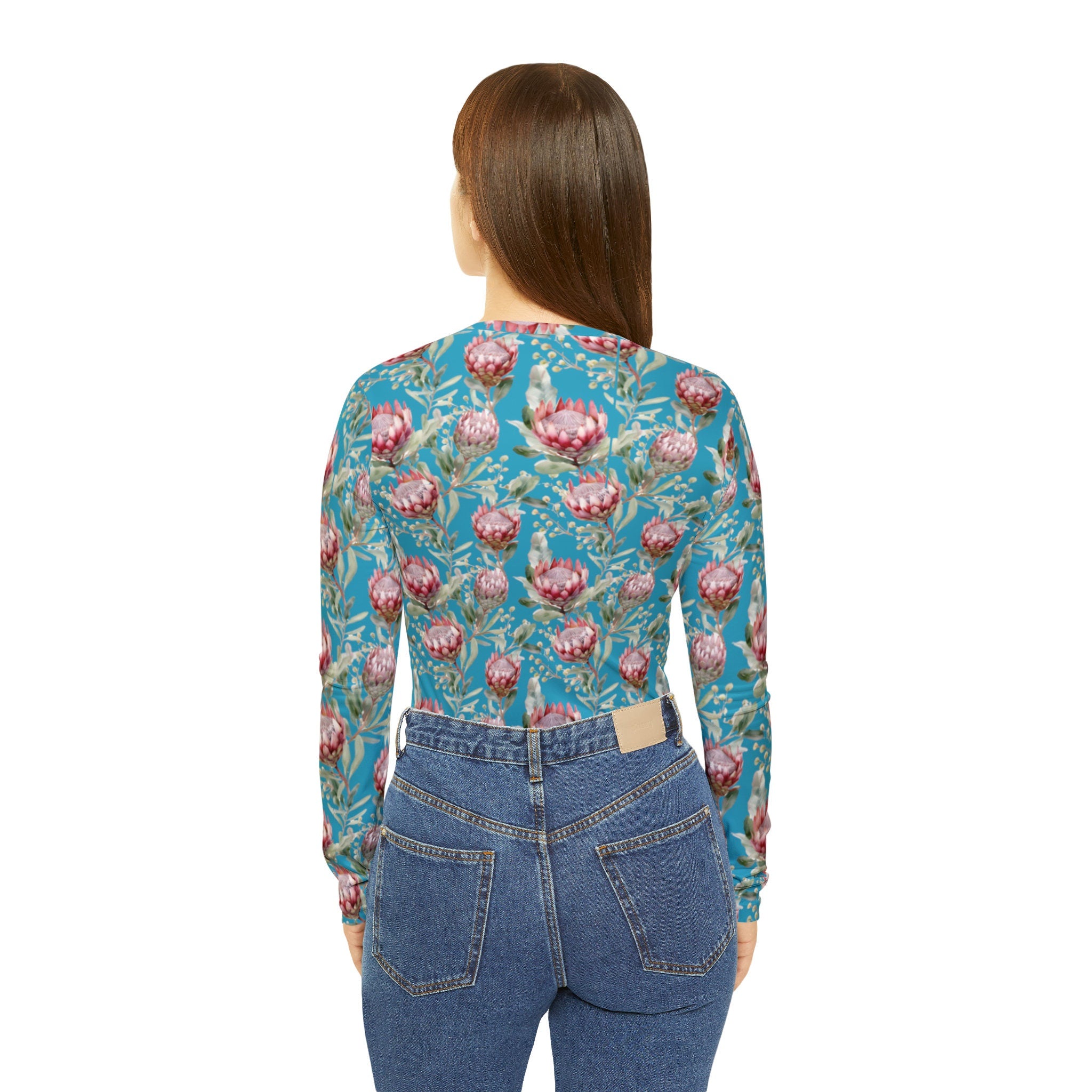 Beautiful Floral Women's Long Sleeve V-neck Shirt (AOP)