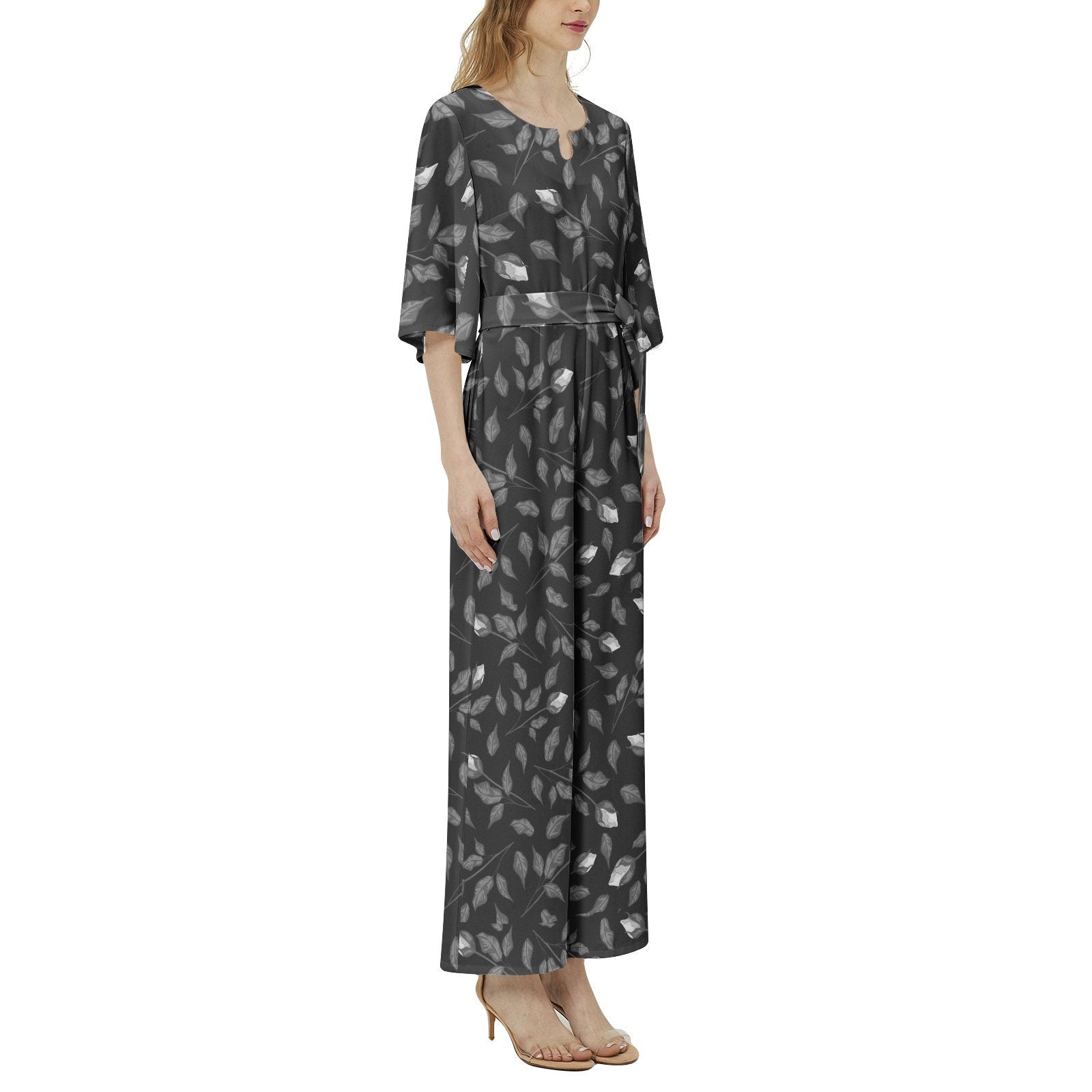 Beautiful Dolman Sleeve Belted Wide Leg Jumpsuit