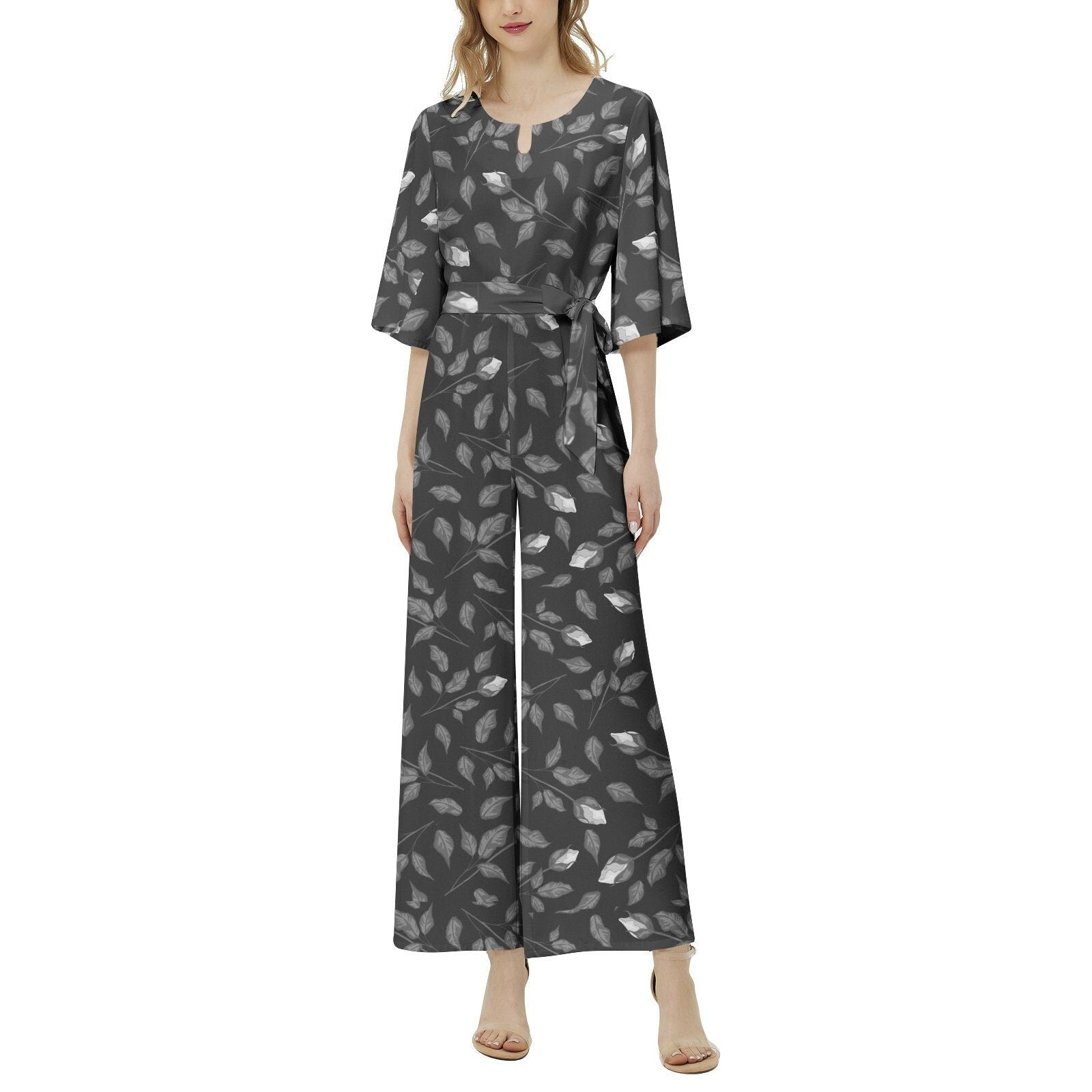 Beautiful Dolman Sleeve Belted Wide Leg Jumpsuit