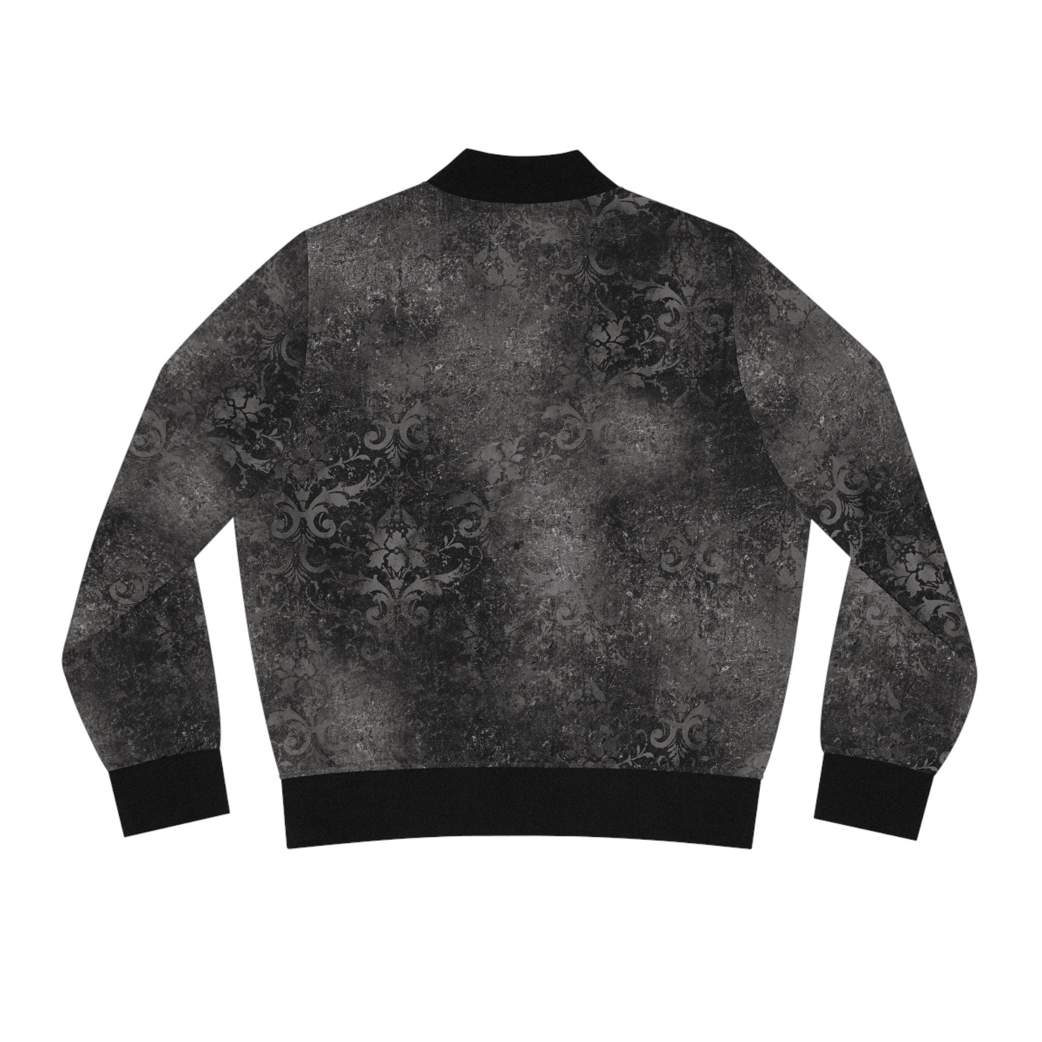 Women's Bomber Jacket  Cool Black Distressed Design (AOP)