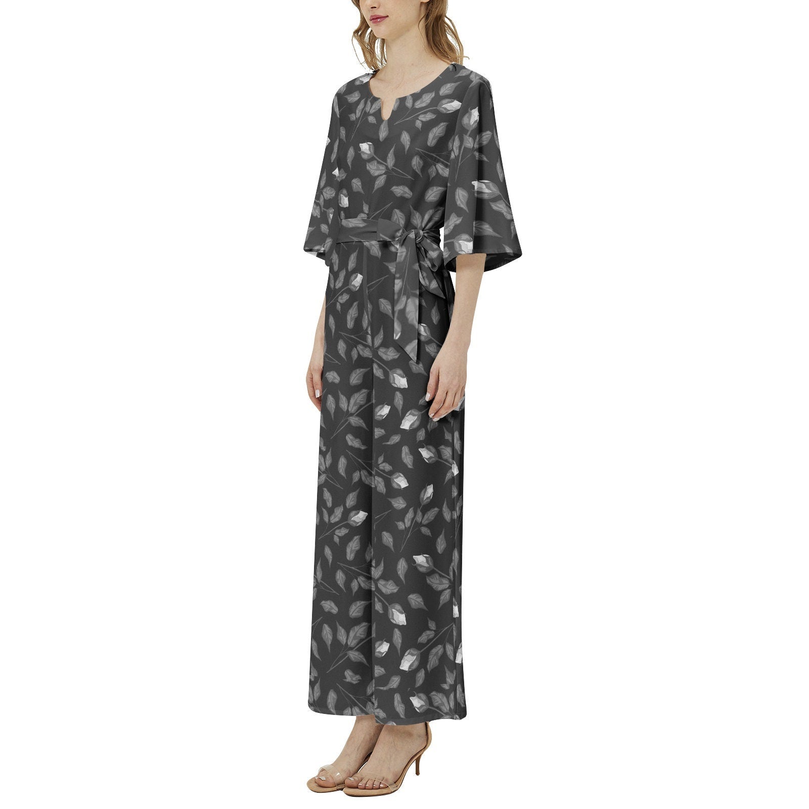 Beautiful Dolman Sleeve Belted Wide Leg Jumpsuit