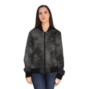 Women's Bomber Jacket  Cool Black Distressed Design (AOP)