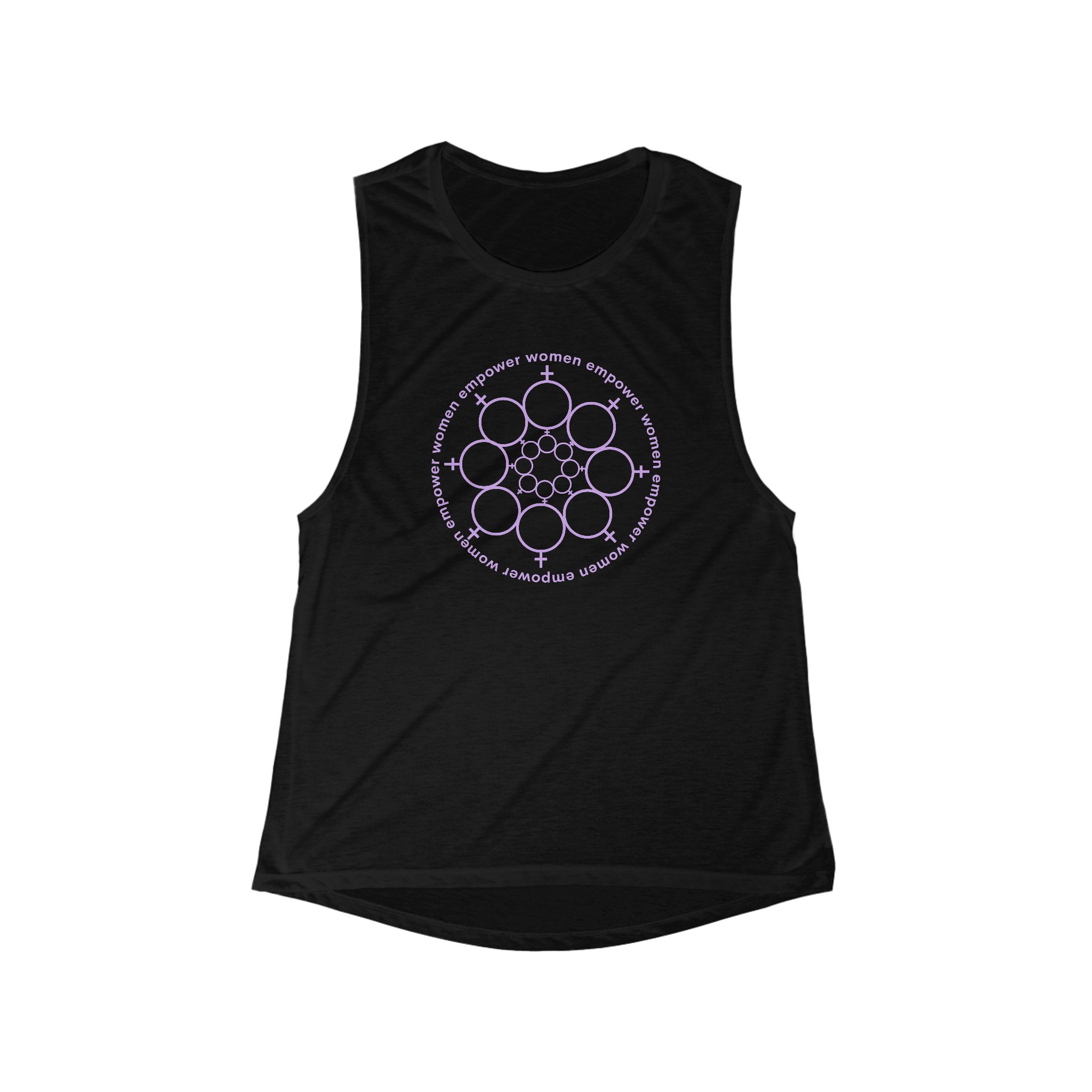Women's Flowy Scoop Muscle Tank Purple Empower Women Design