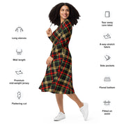 Festive Christmas All-over Print Long Sleeve Midi Dress